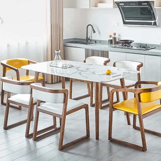 Sedia laterale da pranzo tradizionale legno Sedia laterale da pranzo con schienale aperto per uso domestico Clearhalo