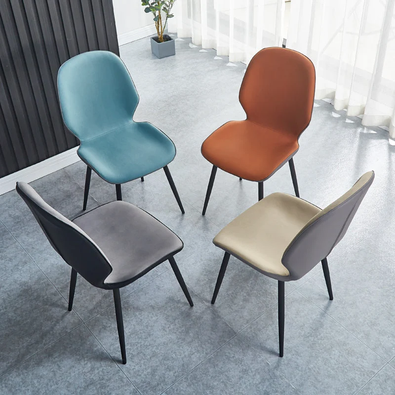 Sedia laterale scandinava per la casa Sedia da sala da pranzo metallo imbottita con schienale massiccio Clearhalo