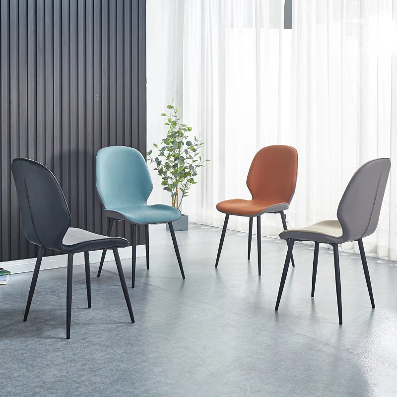 Sedia laterale scandinava per la casa Sedia da sala da pranzo metallo imbottita con schienale massiccio Clearhalo