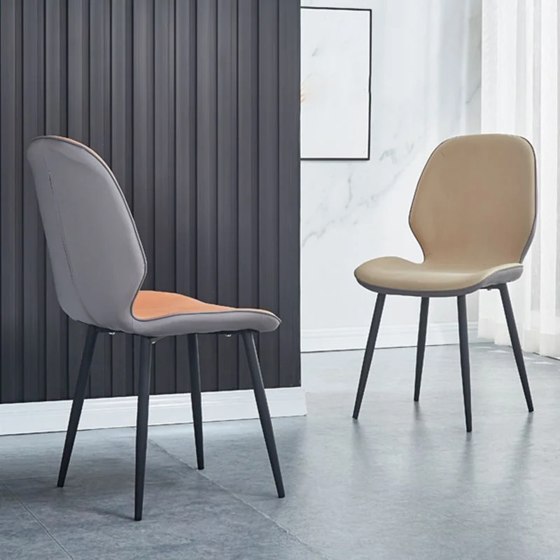 Sedia laterale scandinava per la casa Sedia da sala da pranzo metallo imbottita con schienale massiccio Clearhalo