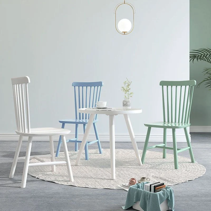 Sedia laterale scandinava per interni Sedia da sala da pranzo con schienale Windsor imbottito legno (set di 2) Clearhalo