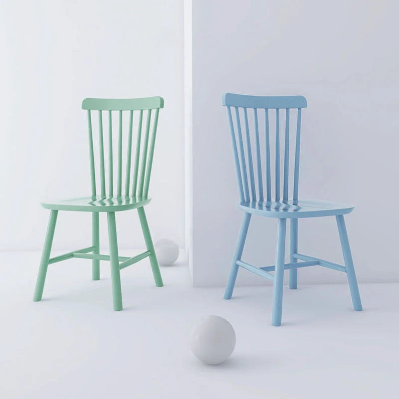 Sedia laterale scandinava per interni Sedia da sala da pranzo con schienale Windsor imbottito legno (set di 2) Clearhalo