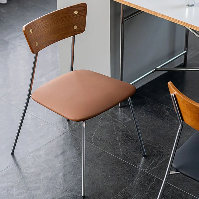 Sedia laterale stile industriale con schienale aperto Sedia laterale ecopelle Clearhalo