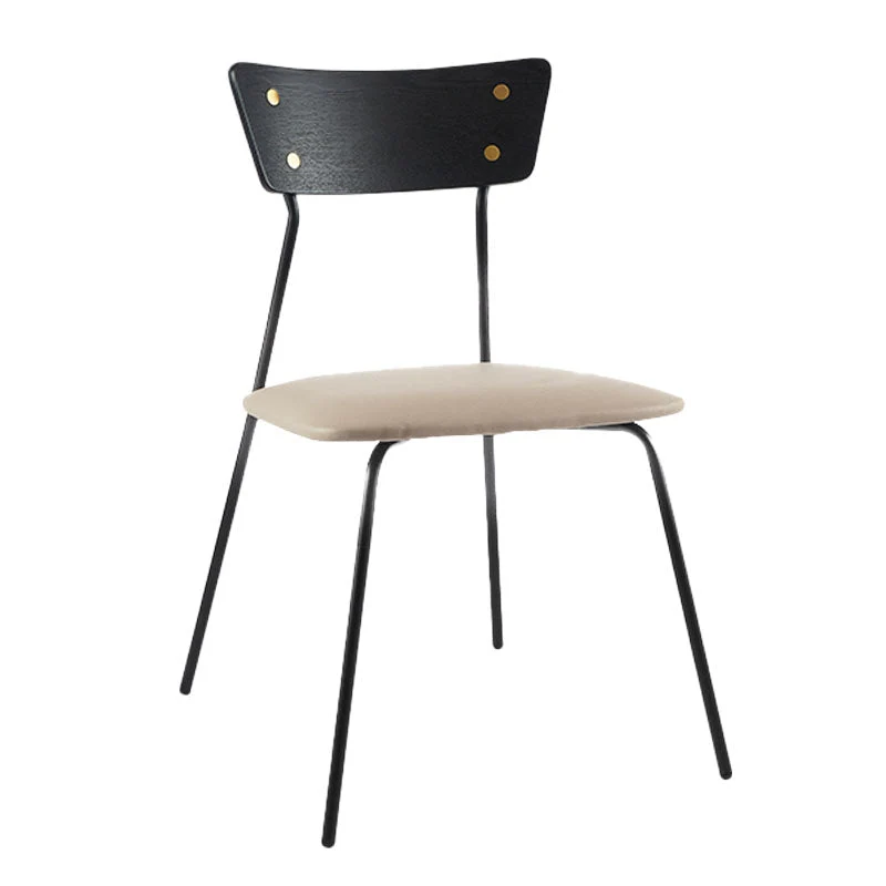 Sedia laterale stile industriale con schienale aperto Sedia laterale ecopelle Clearhalo