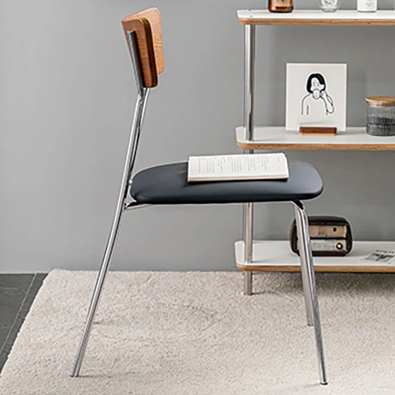 Sedia laterale stile industriale con schienale aperto Sedia laterale ecopelle Clearhalo