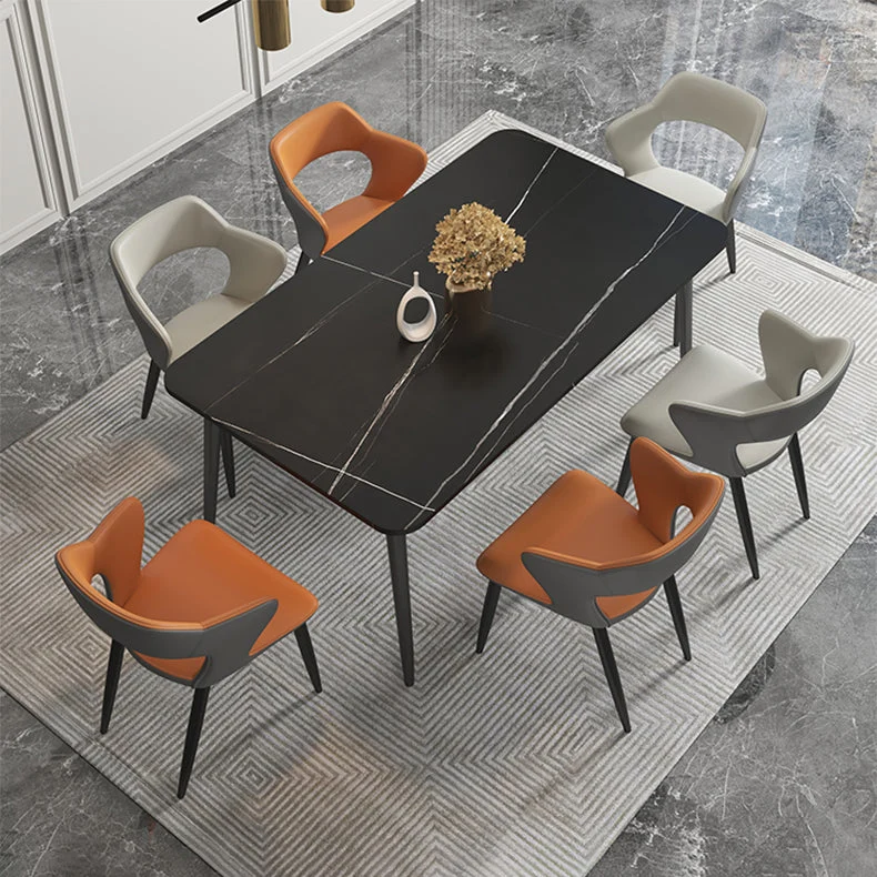 Sedia laterale stile industriale ecopelle con 4 gambe metallo Sedia laterale da pranzo con schienale aperto Clearhalo