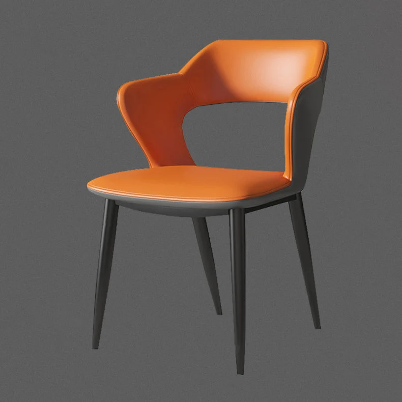Sedia laterale stile industriale ecopelle con 4 gambe metallo Sedia laterale da pranzo con schienale aperto Clearhalo
