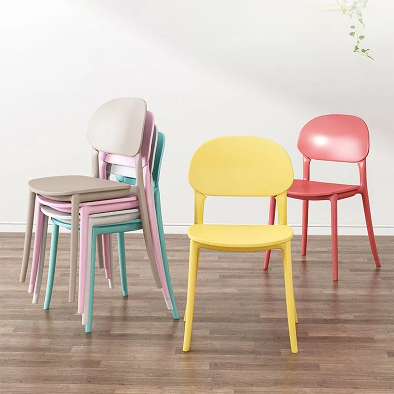 Sedia laterale stile moderno Sedia da pranzo plastica con schienale aperto Clearhalo