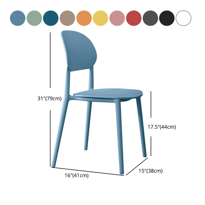 Sedia laterale stile moderno Sedia da pranzo plastica con schienale aperto Clearhalo