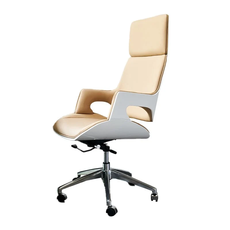 Sedia da manager moderna girevole ecopelle marrone da scrivania Clearhalo