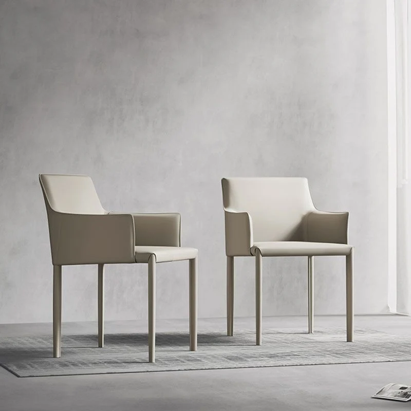 Sedia minimalista con schienale solido per uso domestico Sedia da pranzo pelle Clearhalo