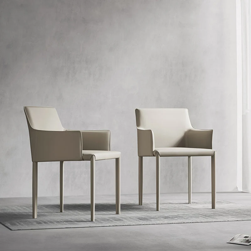 Sedia minimalista con schienale solido per uso domestico Sedia da pranzo pelle Clearhalo