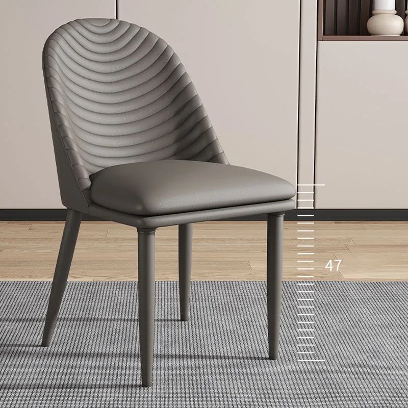 Sedia minimalista con schienale solido senza braccioli per sedia da pranzo pelle da cucina Clearhalo