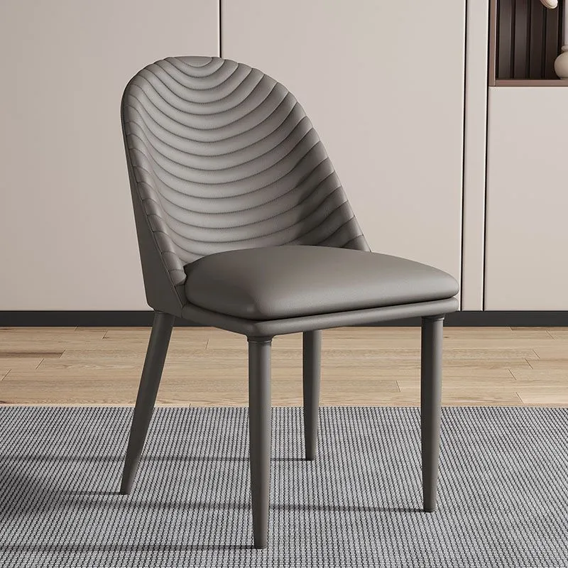 Sedia minimalista con schienale solido senza braccioli per sedia da pranzo pelle da cucina Clearhalo