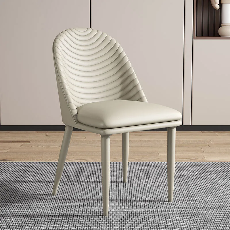Sedia minimalista con schienale solido senza braccioli per sedia da pranzo pelle da cucina Clearhalo