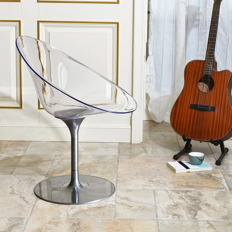 Sedia moderna acrilico con schienale girevole e base metallo per bar Clearhalo