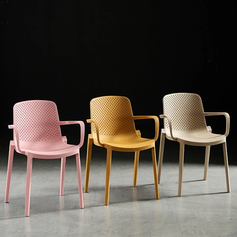 Sedia moderna con braccioli plastica, cucina, sala da pranzo, schienale solido Clearhalo