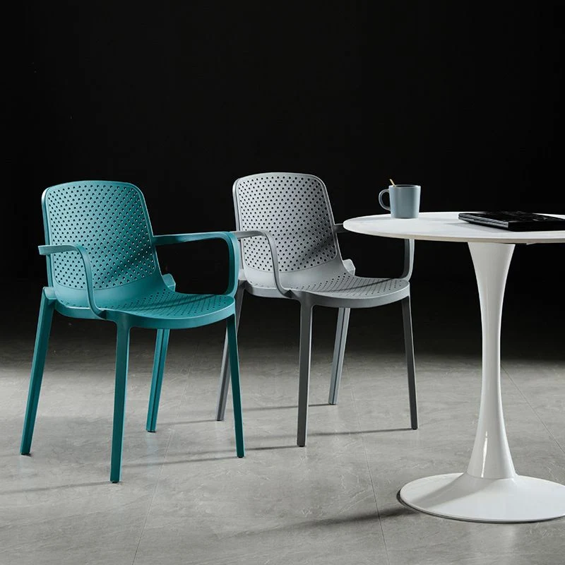 Sedia moderna con braccioli plastica, cucina, sala da pranzo, schienale solido Clearhalo