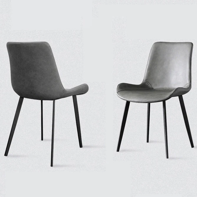 Sedia moderna con schienale solido senza braccioli per sedie laterali da pranzo pelle per la casa Clearhalo