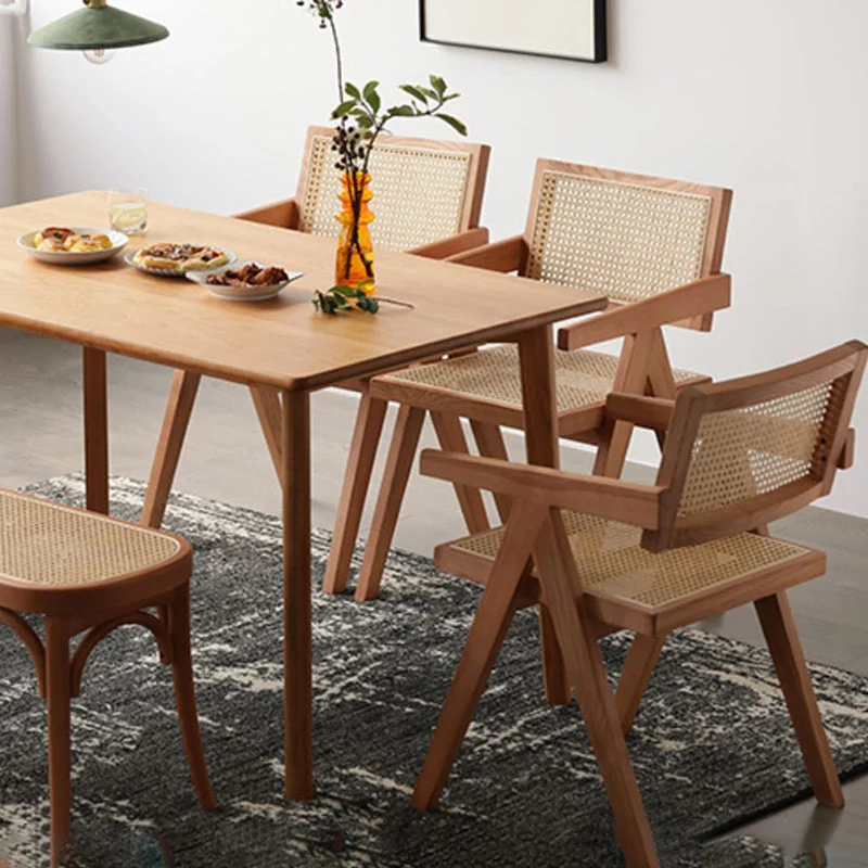 Sedia moderna da cucina e sala da pranzo legno, sedia laterale da pranzo con schienale aperto Clearhalo