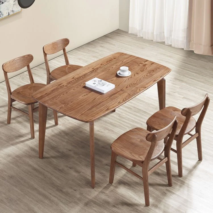 Sedia moderna legno massello con schienale aperto e senza braccioli per sala da pranzo Clearhalo