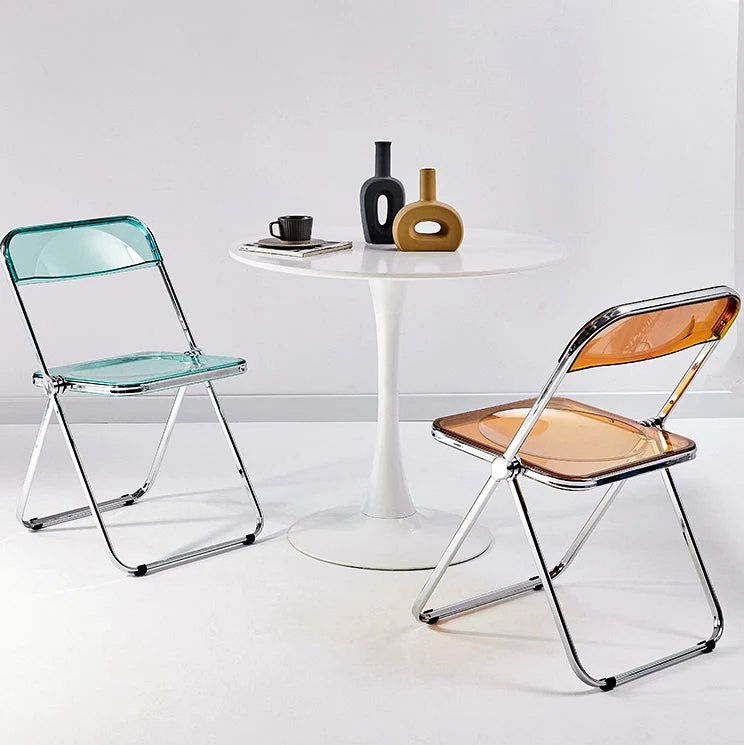 Sedia moderna metallo per interni ed esterni Sedia da pranzo singola senza braccioli con schienale aperto Clearhalo