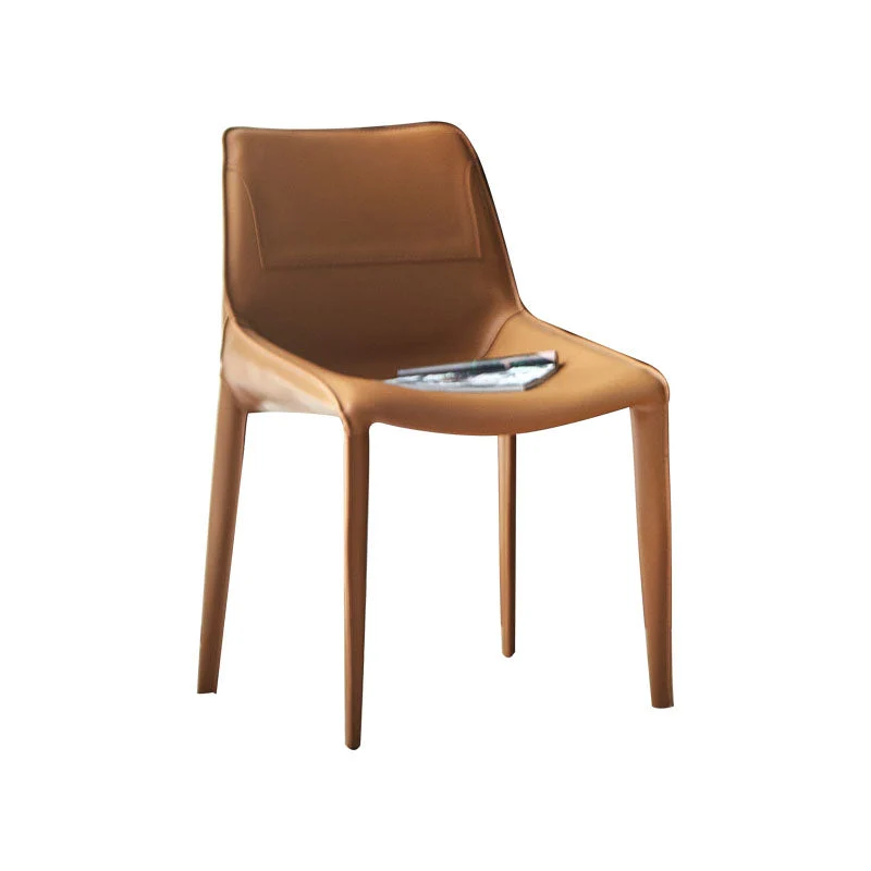 Sedia moderna pelle per sala da pranzo per interni ed esterni Sedia con schienale solido senza braccioli Clearhalo