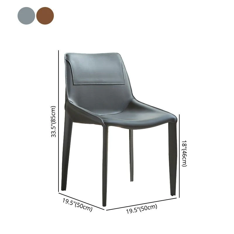 Sedia moderna pelle per sala da pranzo per interni ed esterni Sedia con schienale solido senza braccioli Clearhalo