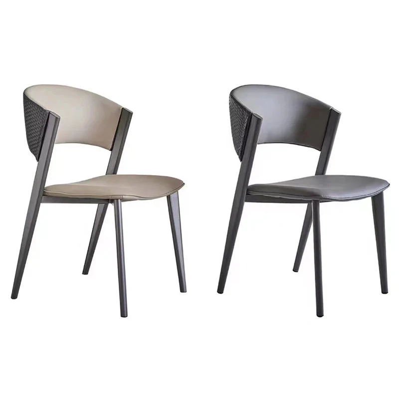 Sedia moderna per la casa Sedia da pranzo laterale con schienale aperto e gambe metallo Clearhalo