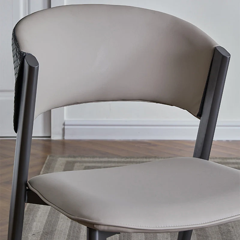 Sedia moderna per la casa Sedia da pranzo laterale con schienale aperto e gambe metallo Clearhalo