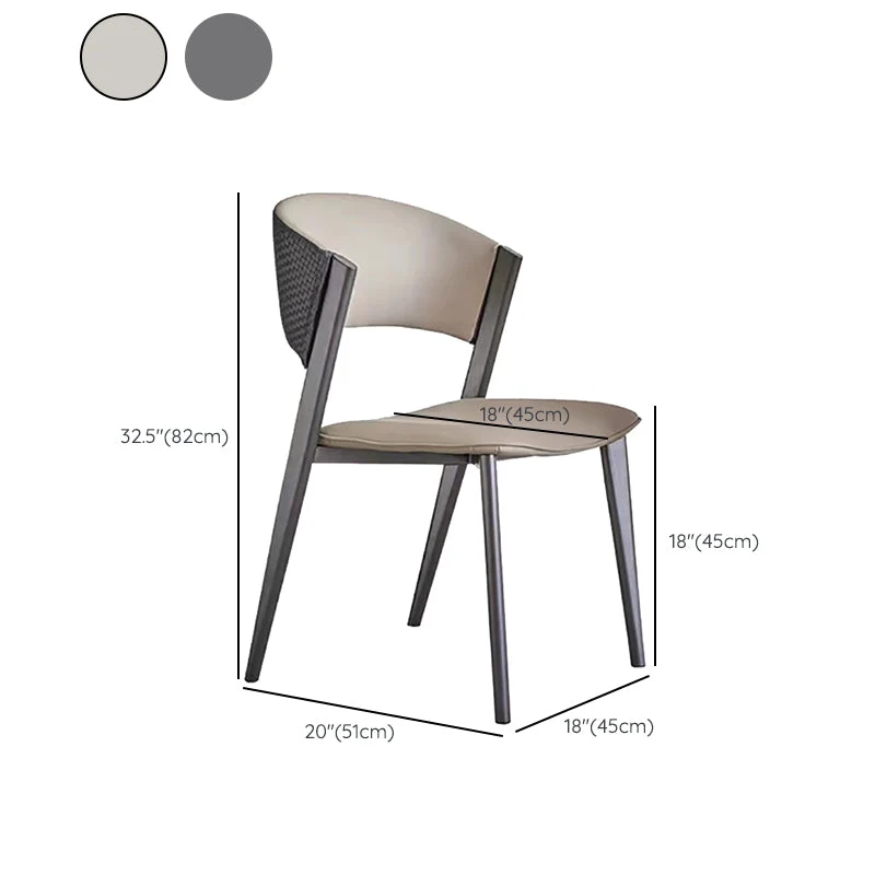 Sedia moderna per la casa Sedia da pranzo laterale con schienale aperto e gambe metallo Clearhalo