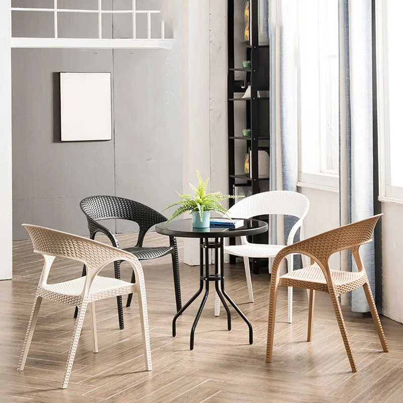 Sedia moderna per interni ed esterni Poltrona da pranzo plastica per patio Clearhalo