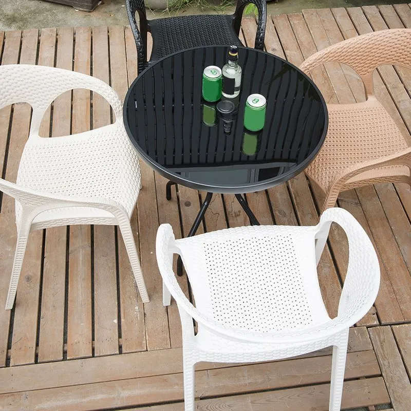 Sedia moderna per interni ed esterni Poltrona da pranzo plastica per patio Clearhalo