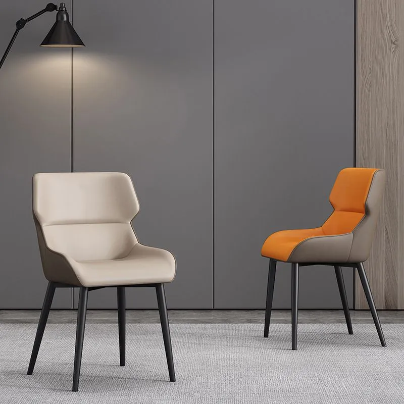 Sedia moderna per ospiti Parsons Sedia curva pelle con finitura opaca per brasserie Clearhalo