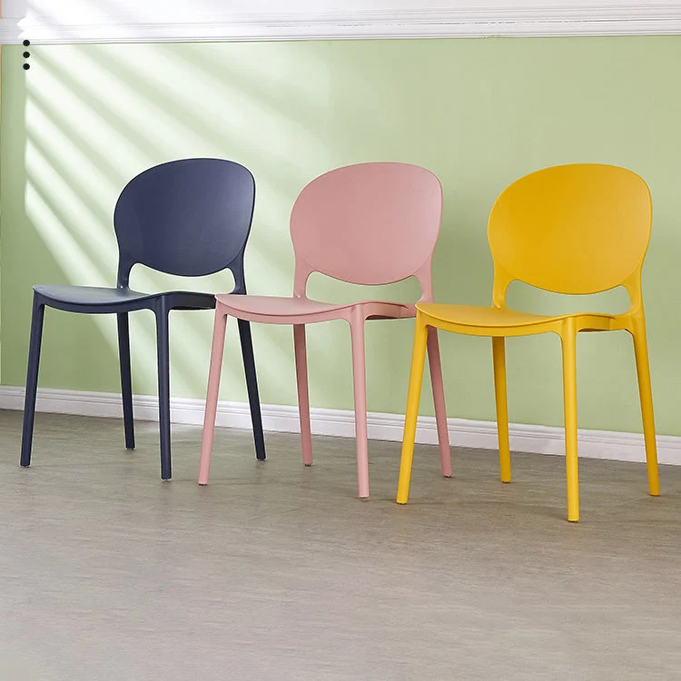 Sedia moderna plastica da cucina con schienale aperto, mobili laterali da pranzo finitura opaca Clearhalo