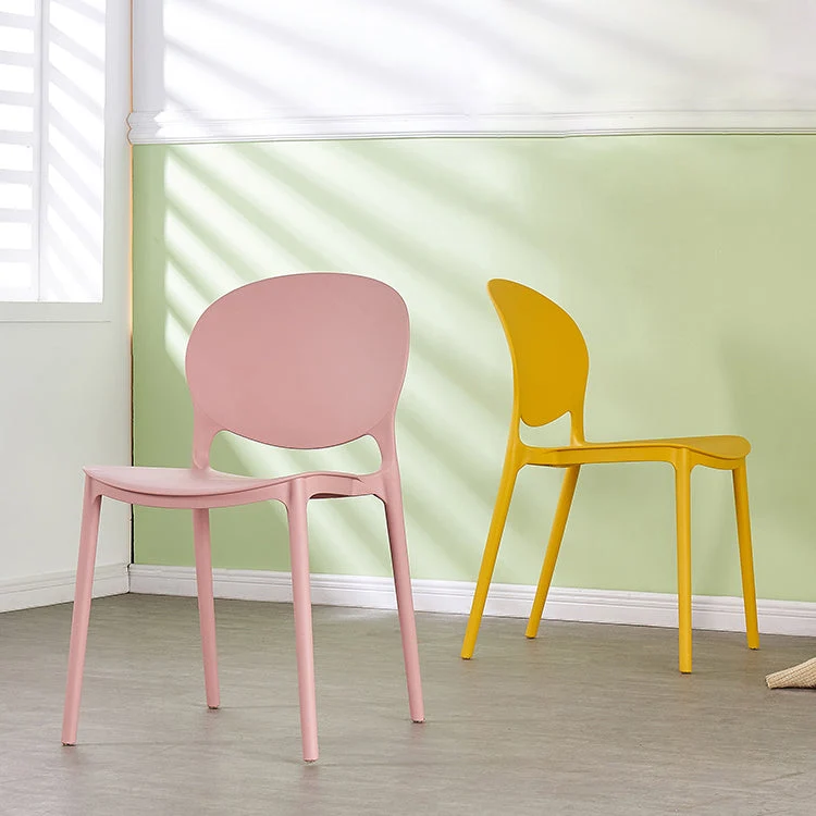 Sedia moderna plastica da cucina con schienale aperto, mobili laterali da pranzo finitura opaca Clearhalo