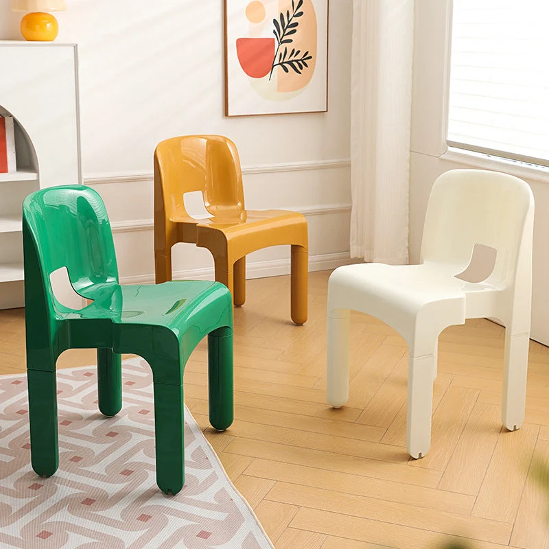 Sedia moderna senza braccioli con schienale aperto plastica per sala da pranzo Clearhalo