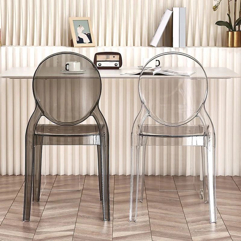Sedia moderna senza braccioli Sedia laterale con schienale aperto plastica per sala da pranzo Clearhalo