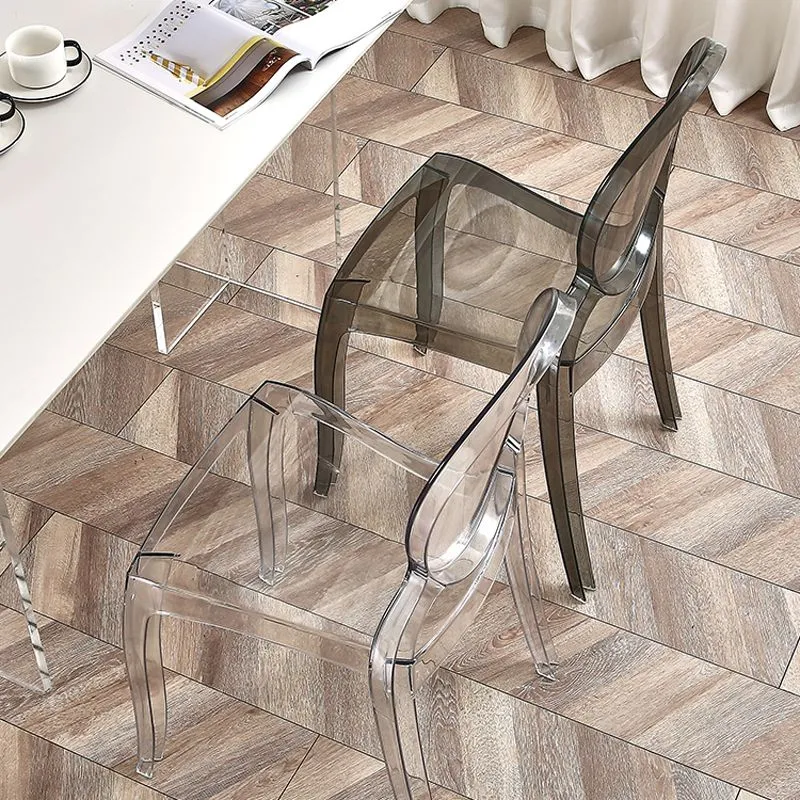 Sedia moderna senza braccioli Sedia laterale con schienale aperto plastica per sala da pranzo Clearhalo