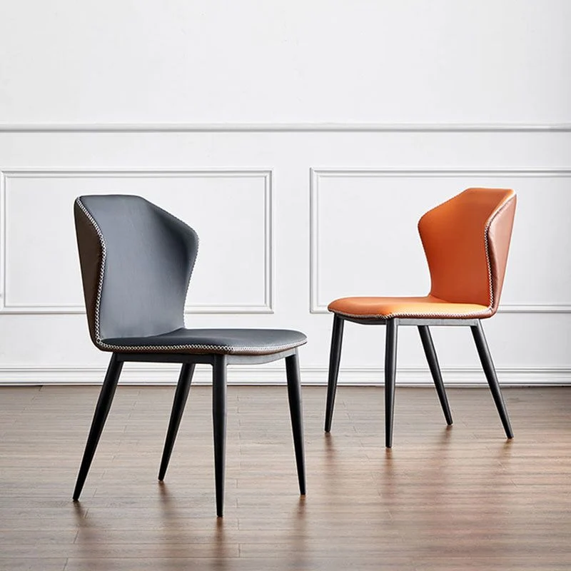 Sedia Parsons industriale Wingback senza braccioli per sedie da pranzo ecopelle da cucina Clearhalo