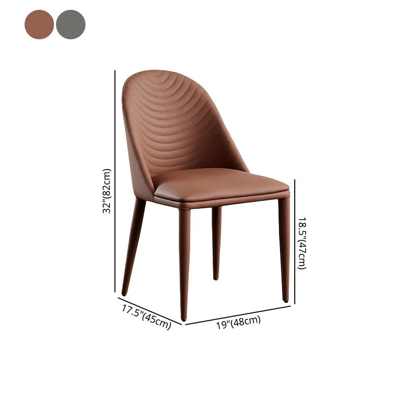 Sedia Parsons moderna pelle curva e inclinata, senza braccioli, con finitura opaca Clearhalo