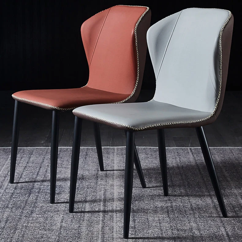 Sedia pelle senza braccioli con sedie laterali da pranzo dal design moderno per la casa Clearhalo