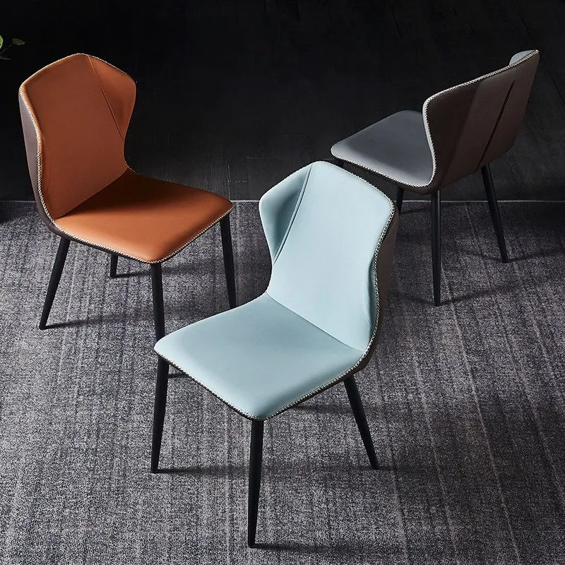 Sedia pelle senza braccioli con sedie laterali da pranzo dal design moderno per la casa Clearhalo