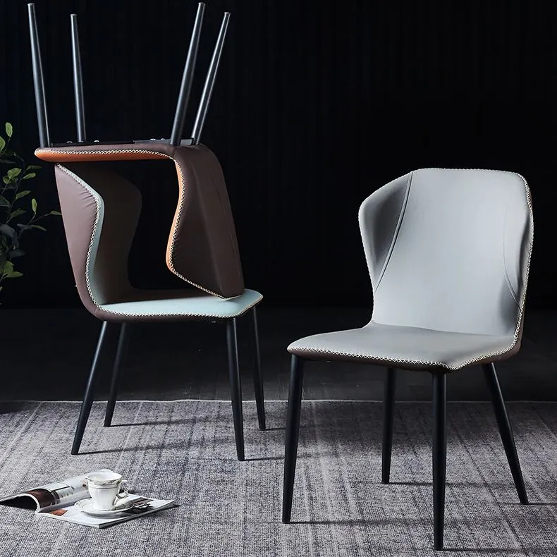 Sedia pelle senza braccioli con sedie laterali da pranzo dal design moderno per la casa Clearhalo
