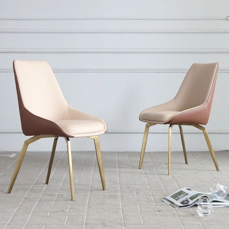 Sedia pelle stile moderno Sedia Parsons senza braccioli con gambe metallo per cucina Clearhalo