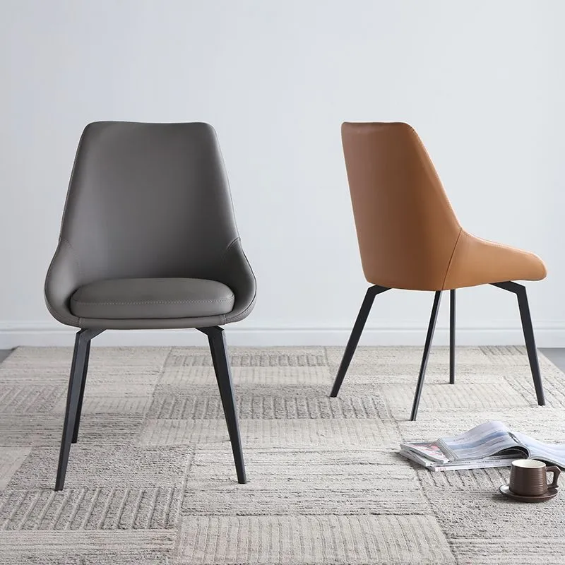 Sedia pelle stile moderno Sedia Parsons senza braccioli con gambe metallo per cucina Clearhalo