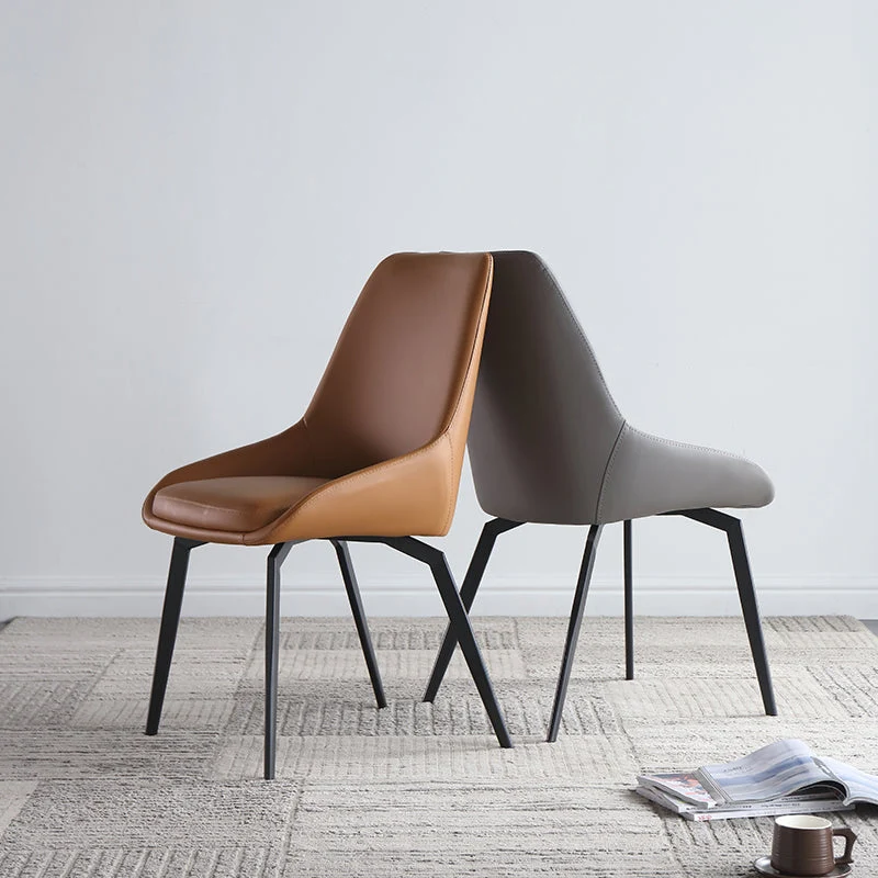Sedia pelle stile moderno Sedia Parsons senza braccioli con gambe metallo per cucina Clearhalo