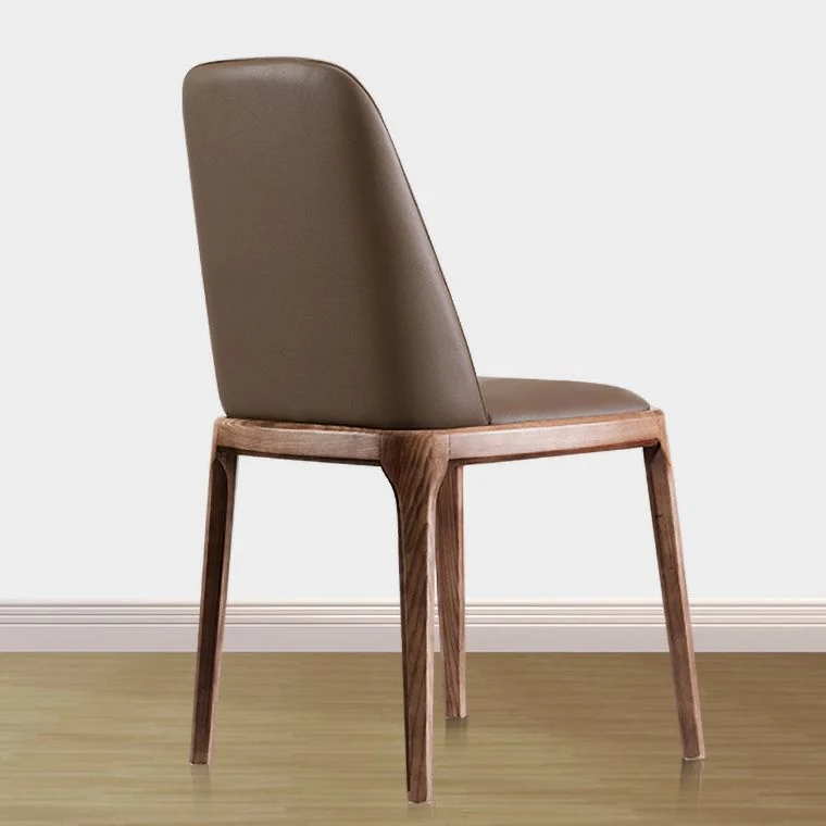 Sedia pelle stile moderno Sedia Parsons senza braccioli con gambe legno per ristorante Clearhalo