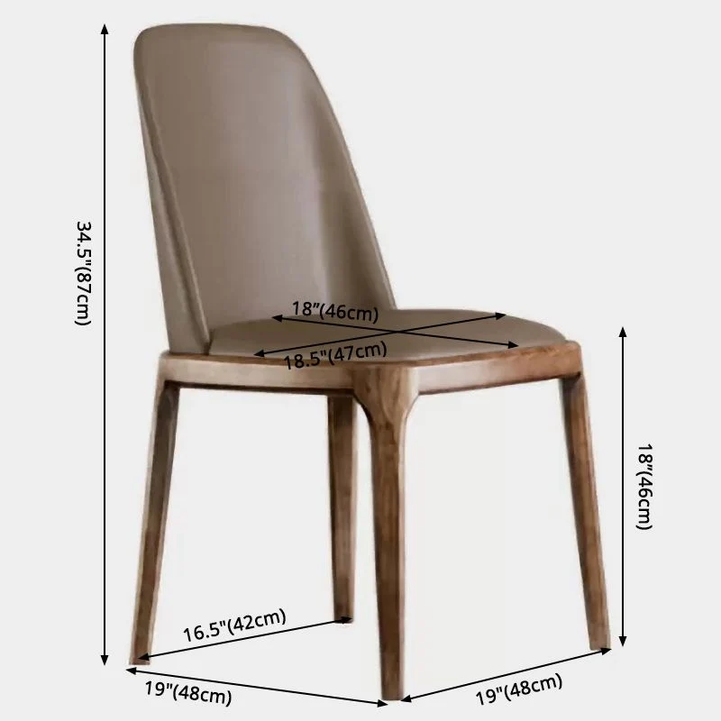Sedia pelle stile moderno Sedia Parsons senza braccioli con gambe legno per ristorante Clearhalo
