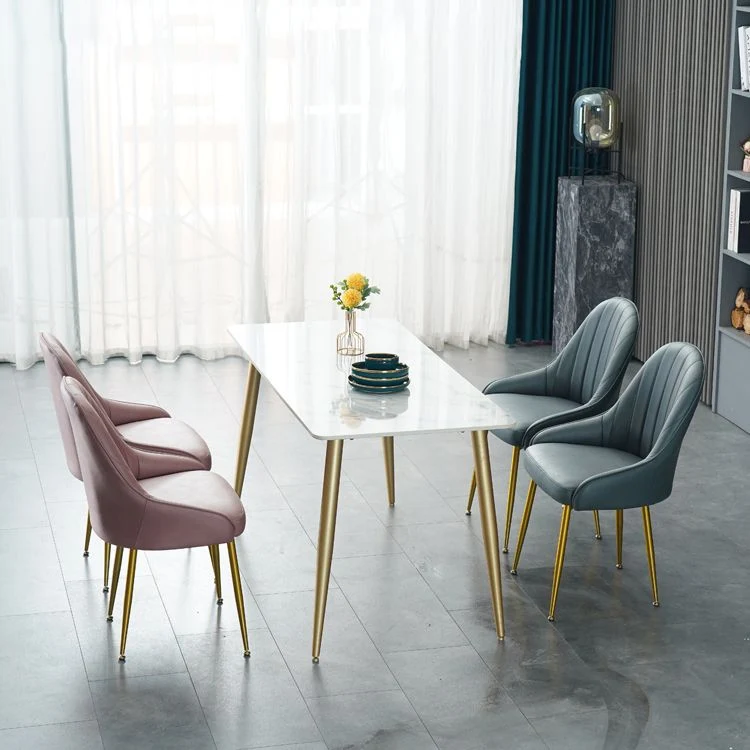 Sedia per sala da pranzo Sedia Parsons senza braccioli stile glam con gambe dorate Clearhalo